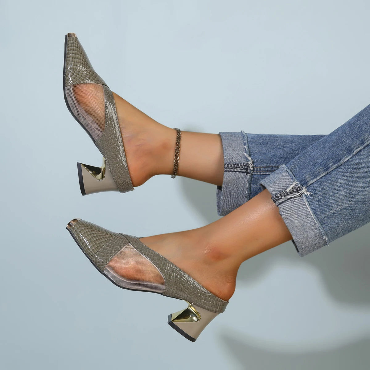 2025 Women High Heels Sandals Breathable Thick Heels Sandals Comfort Square Head Shoes for Women Fashion Large Size Shoes Women Zpaxo