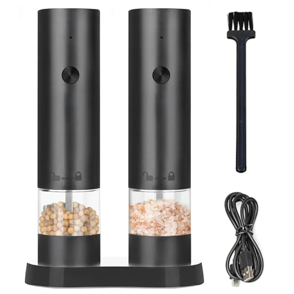 Rechargeable Electric Salt And Pepper Grinder Set-Peppercorn & Sea Salt Spice Shaker Mill Set With Adjustable Coarseness Durable Zpaxo