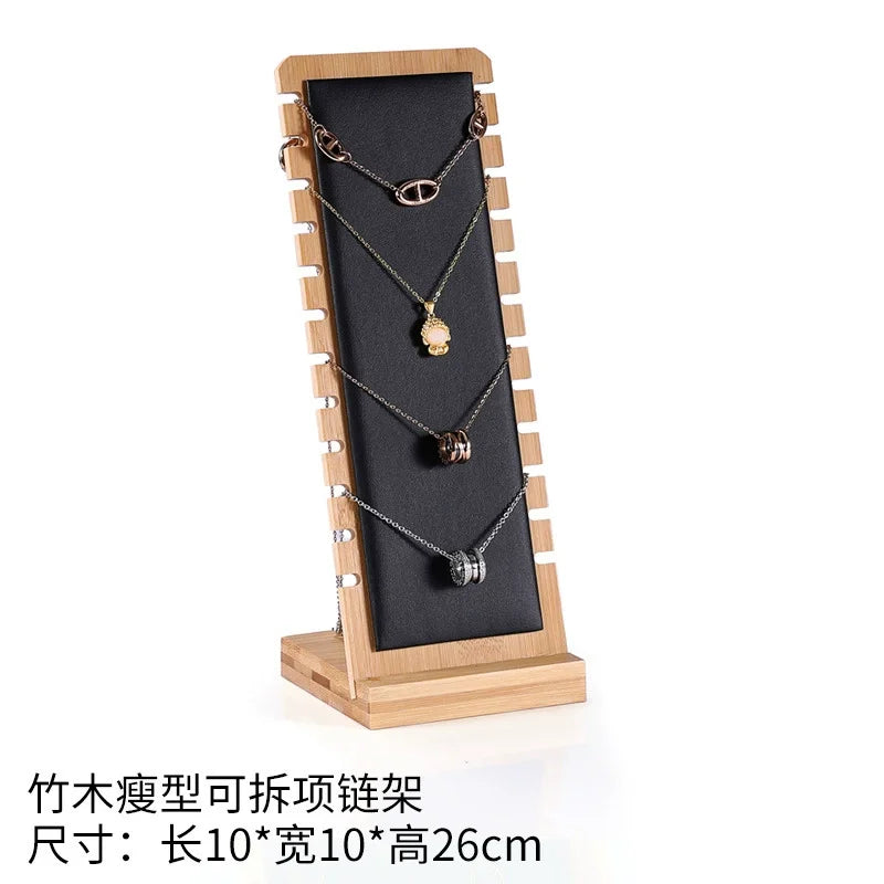 Wood Jewelry Display Stand – Necklace, Bracelet & Anklet Rack Jewelry Display Stand Zpaxo BLACK