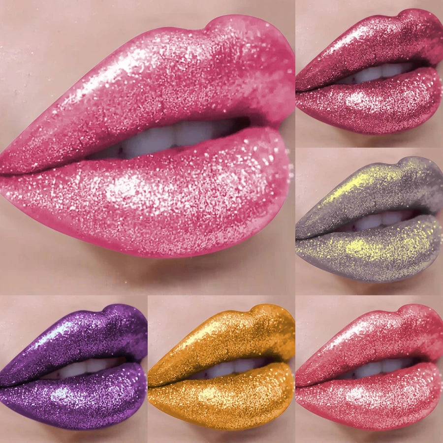 18 Colors Diamonds Glitter Lip Gloss Long Lasting Waterproof Liquid