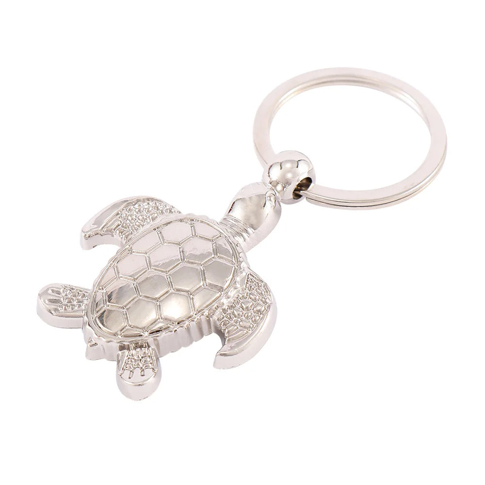 Christmas Charm 3D Pendent Keyring Keyfob Sea Turtle Keychains Zpaxo Silver