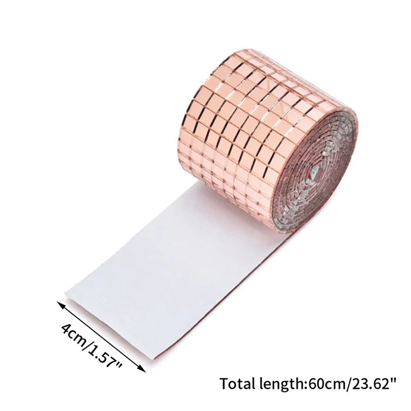 Mirror Mosaic Tile Sticker Strip – Self-Adhesive Acrylic Decor Mosaic Wall Sticker Zpaxo Rose Gold 4x60cm