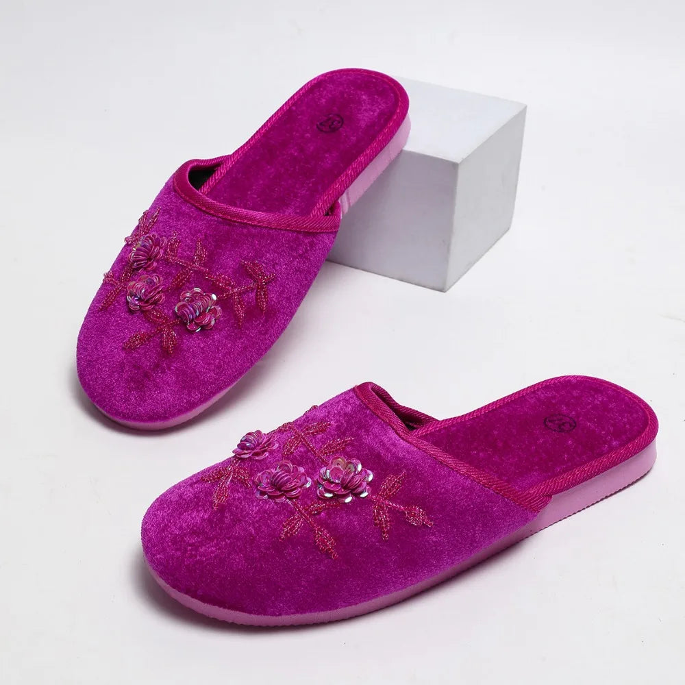 Women Indoor Slippers Home Slides Sequin Flat Shoes Summer Hollow Zpaxo 37 image color 3