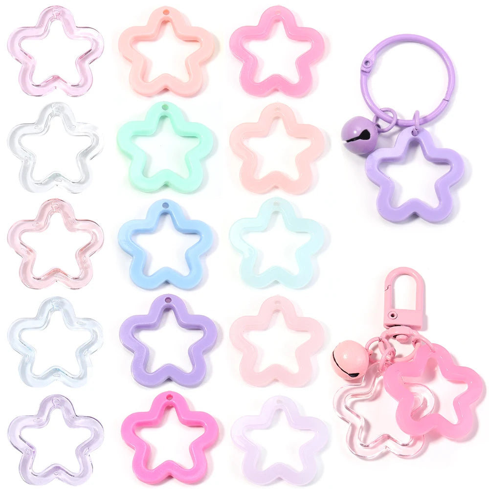 40Pcs/Lot 30mm Acrylic Transparent Hollow Star Loose Beads DIY Jewelry Pendant Keychain Windbell Handmade Fashion Accessories Zpaxo