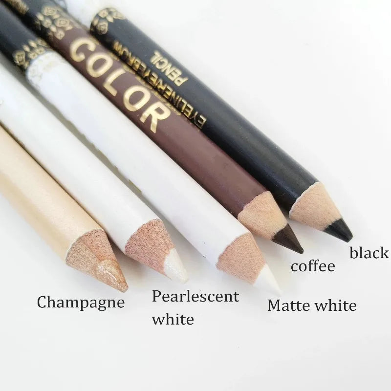 Dual-use Wooden Eyeliner Eyebrow Highgloss Pencil 1 Black White