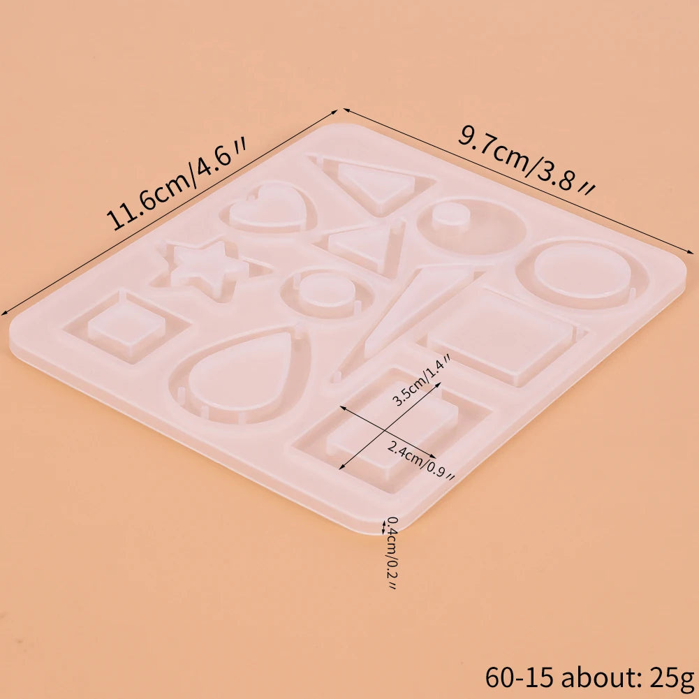 Geometric Silicone Earring Mold Pendant Keychain Necklace Jewelry Craft Making Round Square Heart Star Moon Epoxy Resin Mould Zpaxo 60-15