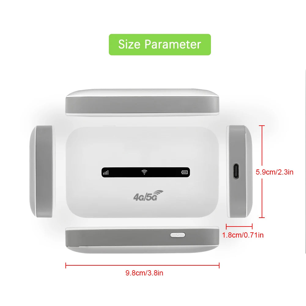 4G LTE Portable WiFi Hotspot 3000mAh 150Mbps Wireless Internet Router with SIM Card Slot Modem Router for Home Office Car Travel Zpaxo