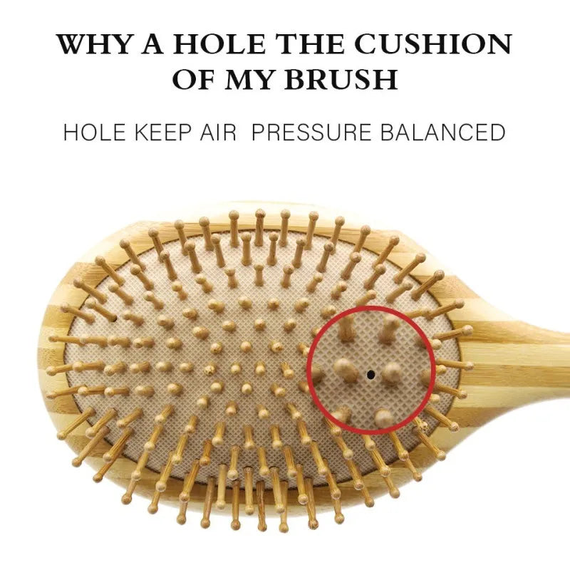 BOOMSLIF Custom Name Bamboo Hair Brush Women Wood Comb Wide Teeth Airbag Massage Scalp Brush Anti-static Hair Comb for Hair Loss Zpaxo