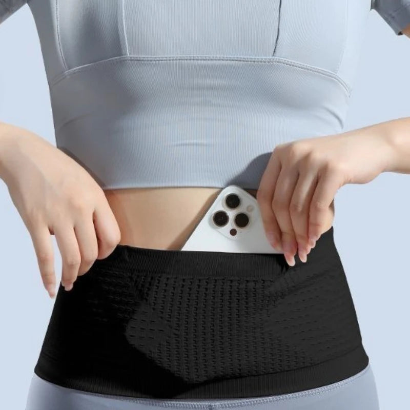Seamless Invisible Running Waist Belt Bag Gym Bags Lightweight Invisible Mobile Phone Bags Portable Elastic Run Cycling Bag Zpaxo Black M
