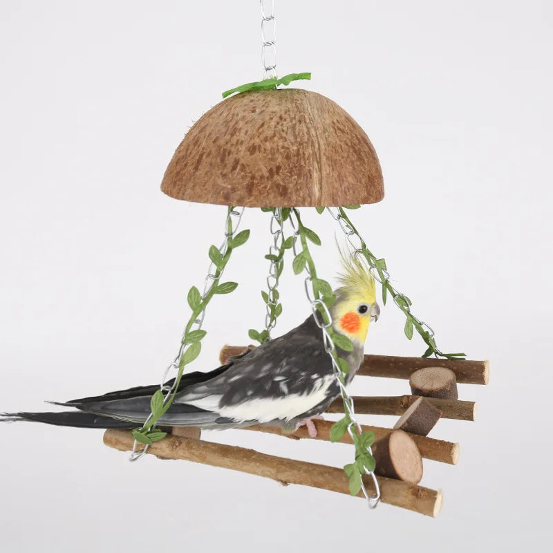 Parrot Hammock Swing Ladder Bird Toy – Wood Perch Stand Bird Swing Toy Zpaxo