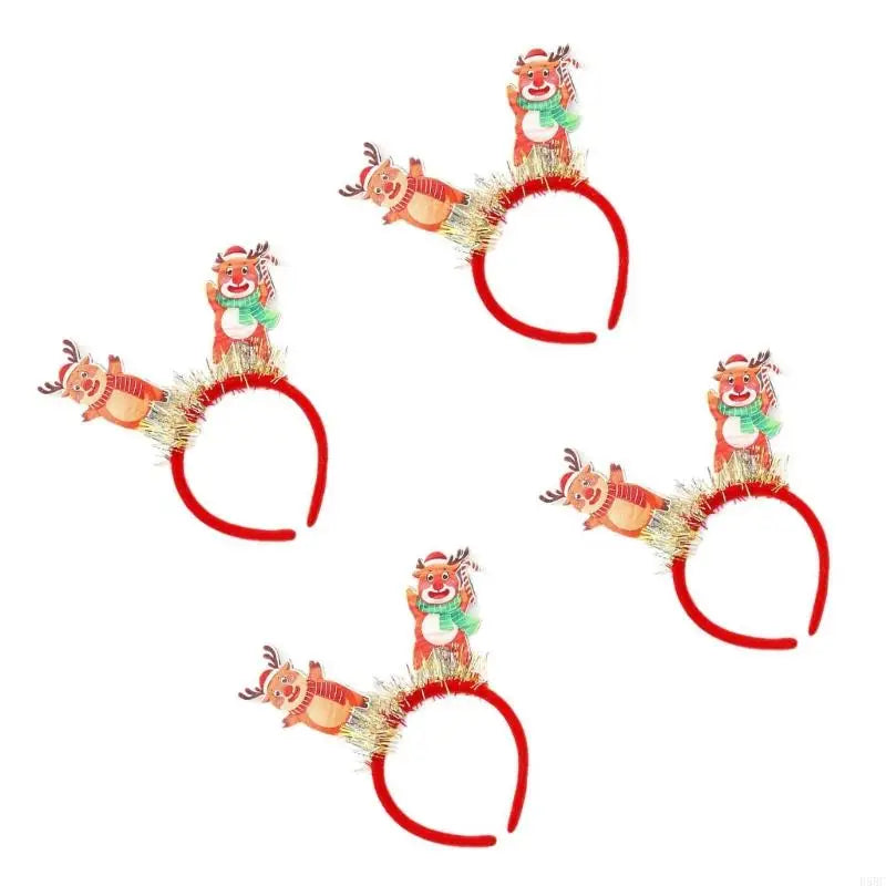 Christmas Party Headband Elastic Santa Snowman Deer Plastic Hair