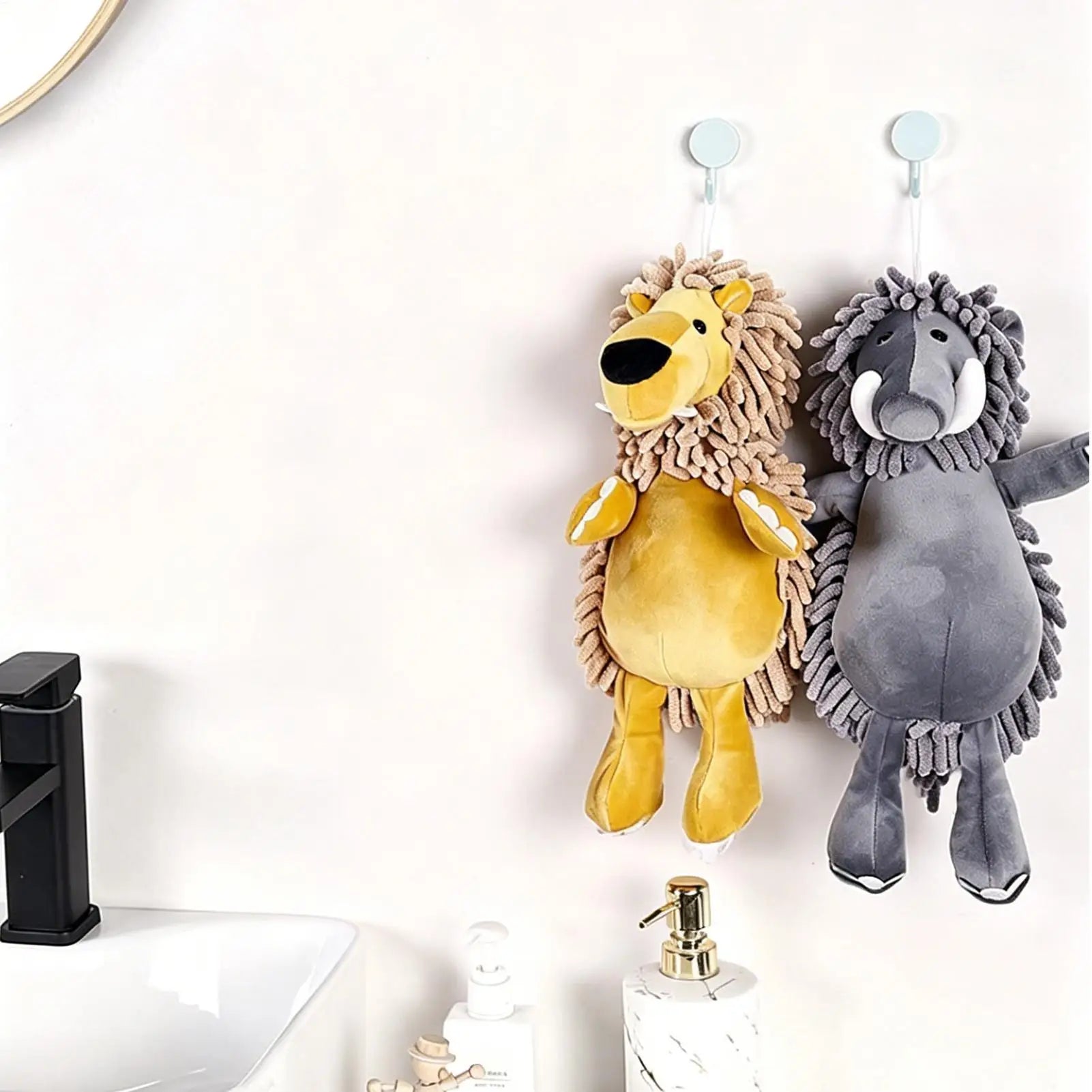Chenille Animal Hand Towel Wild Boar Lion Shape Soft Water Absorption