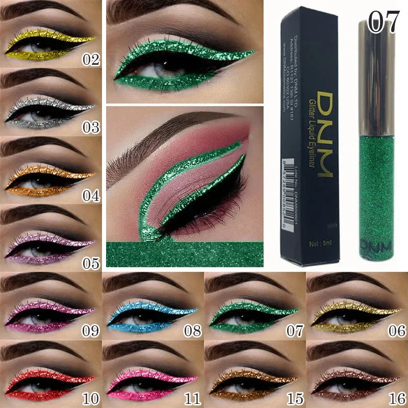 16 Colors Diamond Liquid Eyeliner Professional Silver Green Shiny