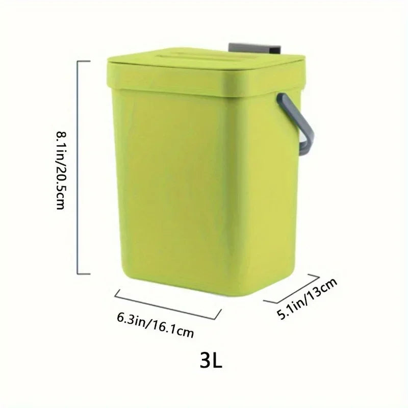 Kitchen Waste Bin Small Compost Household Countertop Container Lid Zpaxo green 3L