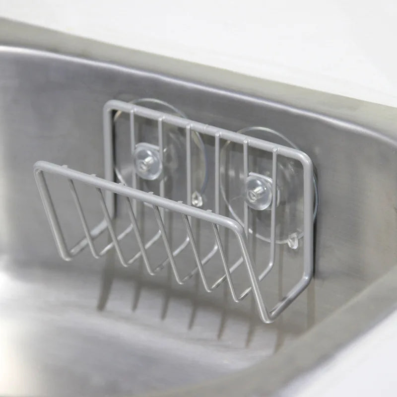 Sponge Holder Kitchen Sink Stainless Steel Suction Cup Caddy Supplies