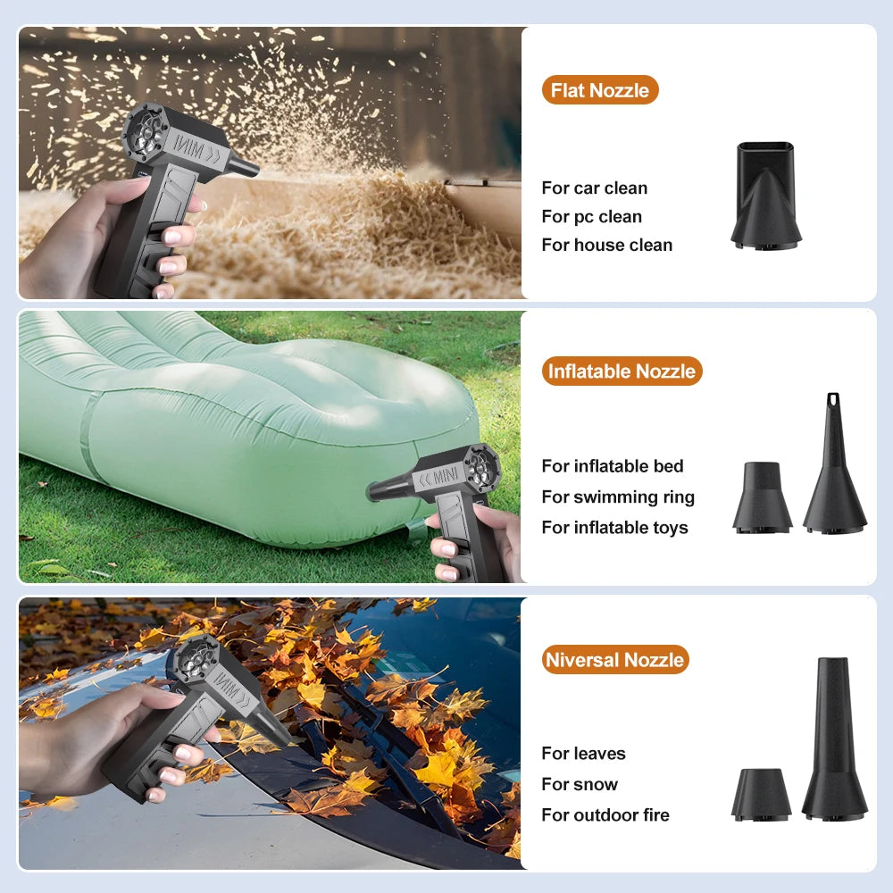 130000RPM Car Cleaning Blower Tool Electric Air Duster Type-c