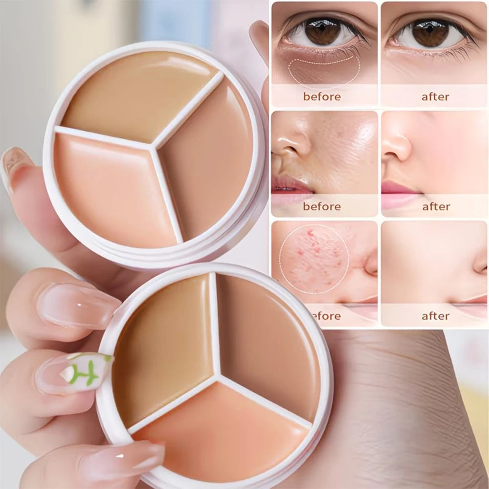 Professional Concealer Palette 3 Shades, Full Coverage Dark Circle Corrector, Face Makeup for Flawless Skin Zpaxo