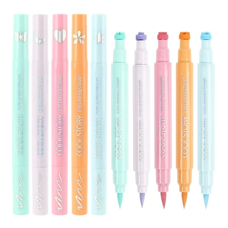 Colorful Double-headed Eyeliner Stamp Pen Waterproof Quick Drying