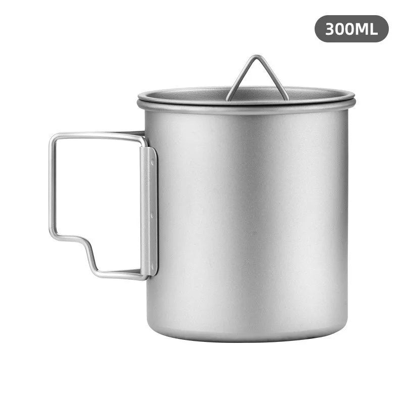 Outdoor Titanium Lightweight Portable Tea Coffee Cup Folding Handle