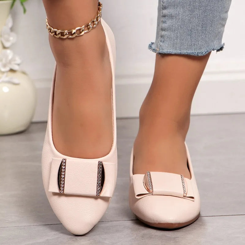 Women's Solid Comfortable Vintage Pointed Closed Toe Single Shoes Zpaxo Beige 42