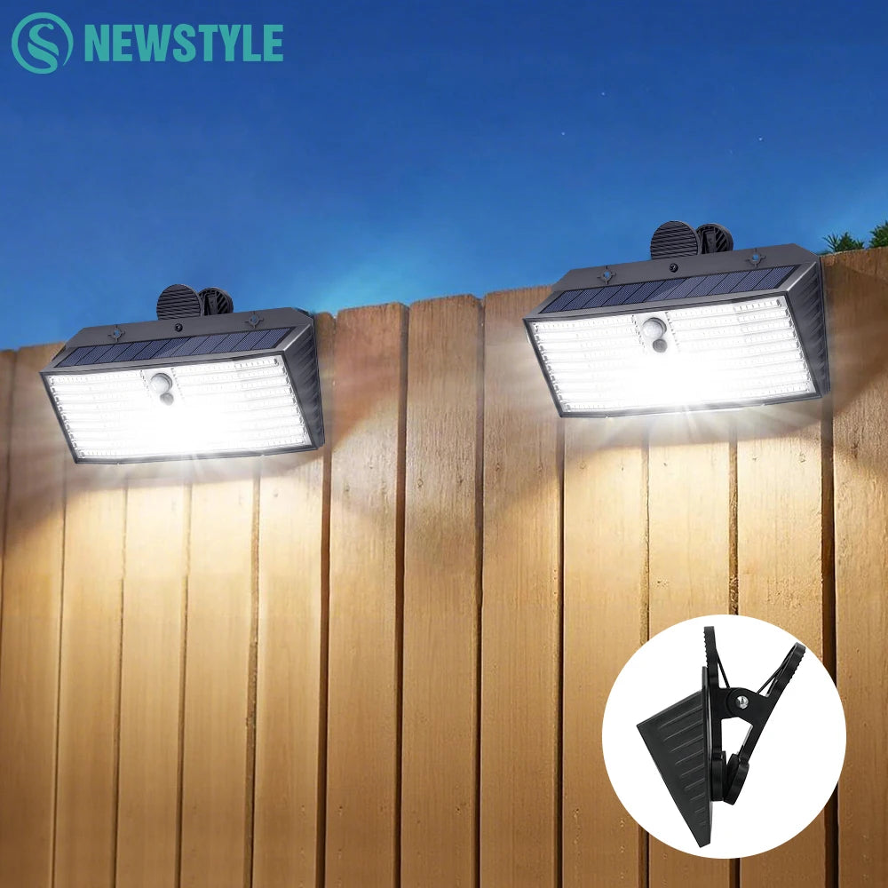 418LED Clip Solar Lights Outdoor with Motion Sensor Solar Wall Light Portable Security Lights for Chain Link Patio Deck Yard Zpaxo