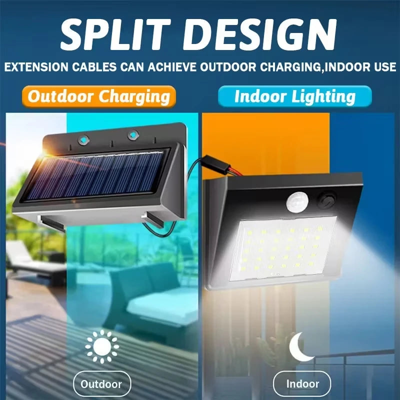 20 30 48 LED Split Integrated Solar Light PIR Motion Sensor Wall Lamp Zpaxo