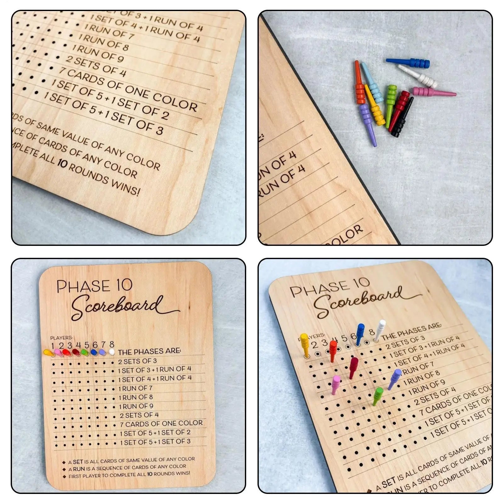 Family Games Score Board 2025 Scorecard And Round Recorder Fun Adults Game Score Board Wooden Board Card Game Recorder Includes Zpaxo