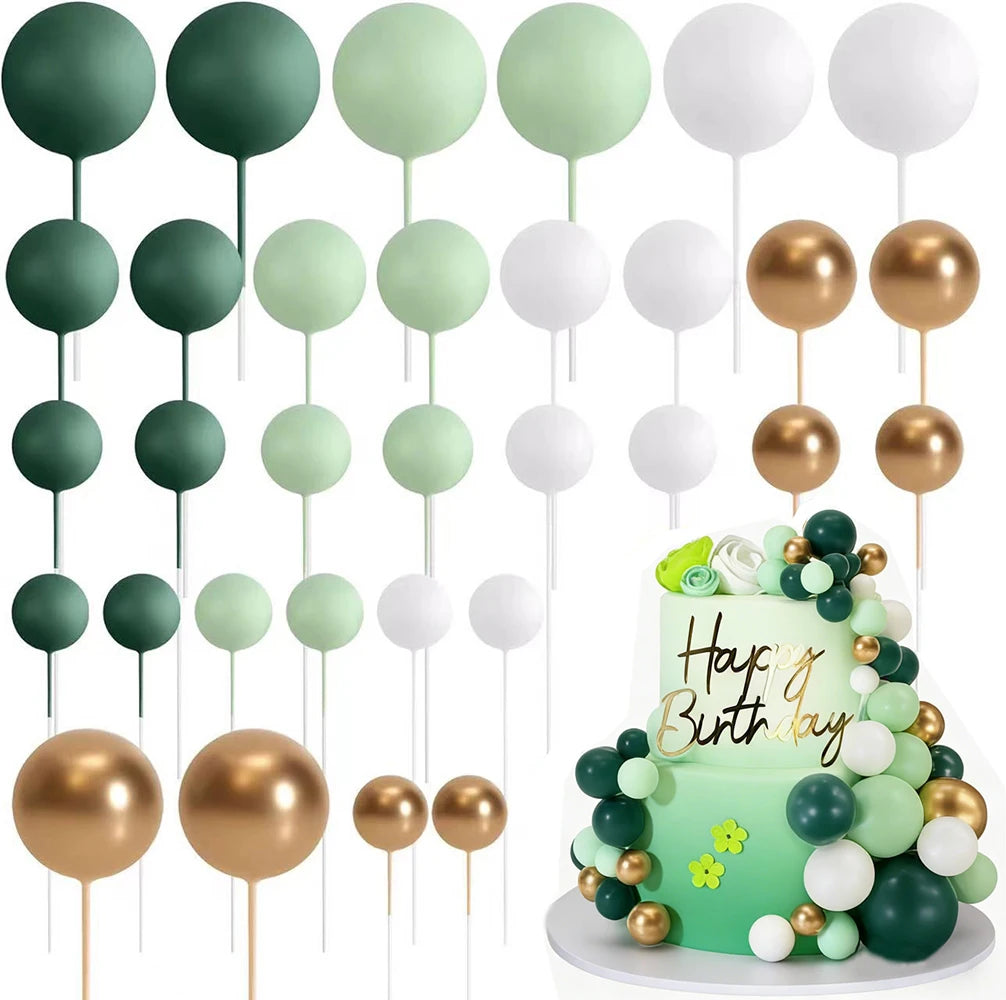 Ball Cake Toppers Colorful Pearl Decorations Birthday Wedding Baby Zpaxo green 2