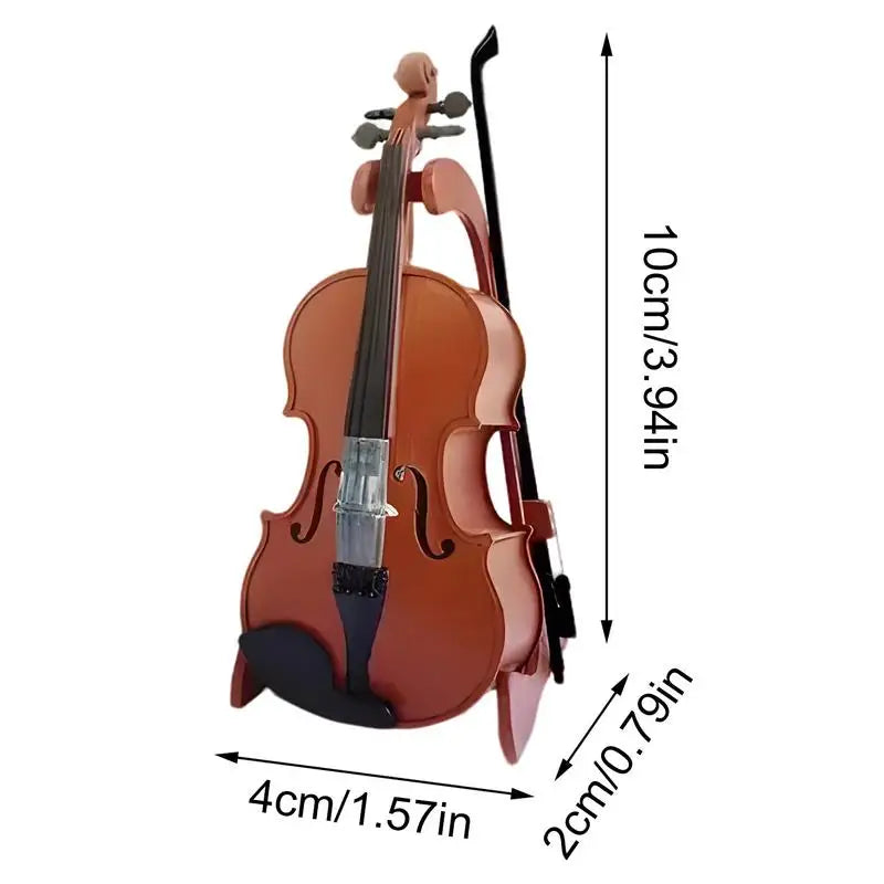 Tiny Violin Mini Home Decor Musical Instrument Display Cabinet Decorative Item For Adults Desk Bookshelf Doll House Accessories Zpaxo