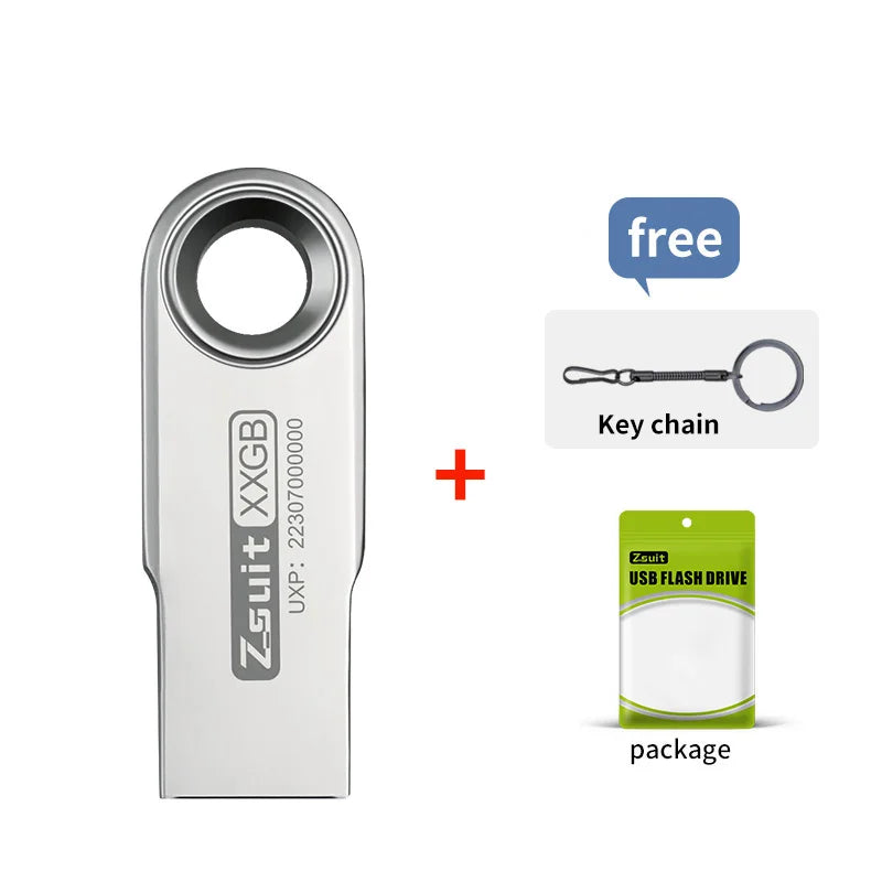ZSUIT 100Pcs USB Flash Drive 16GB Metal Pen Drive 32GB Waterproof Memory Stick Free LOGO Cle USB Pendrive 128G Flash U-disk CSY Zpaxo Silver 3.0-128GBx100pcs