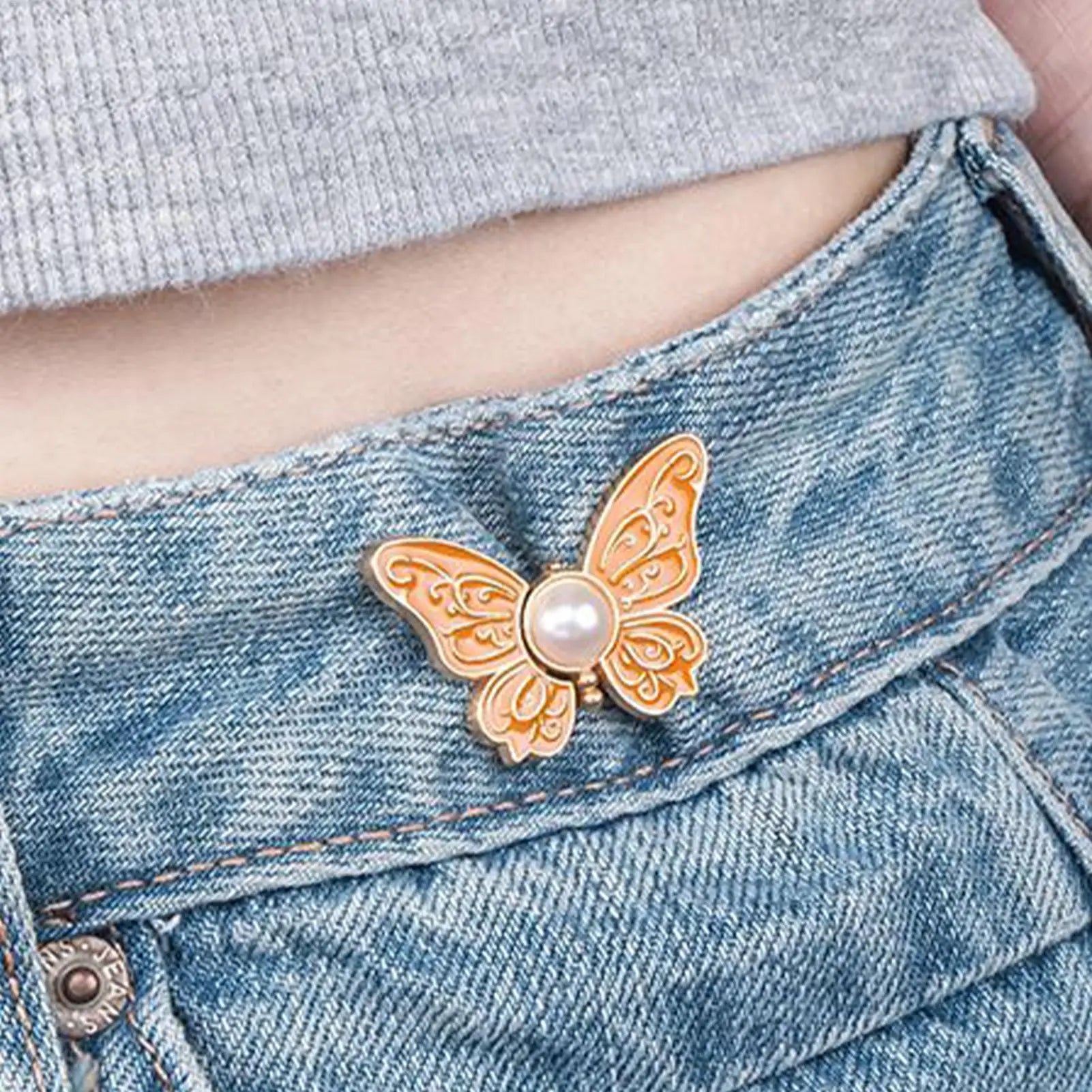 Pants Waist Tightener for Women Butterfly-Shaped Jean Button Waist Tightener 8 Pieces No Sewing Reusable Alloy Clips Zpaxo