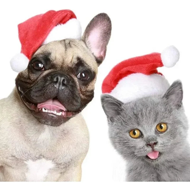 Festive Pet Santa Hats Dogs Cats Plush Christmas Costume Cap Small