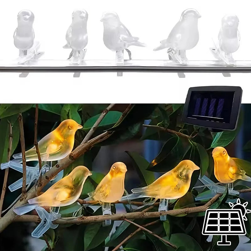 Solar Powered Waterproof Outdoor Bird String Lights Decorative