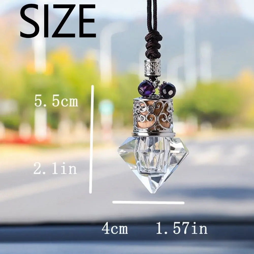 Portable Car Essential Oil Diffuser Bottle Refillable Hanging String Pendant Glass Bottle Wood Lid Transparent Zpaxo