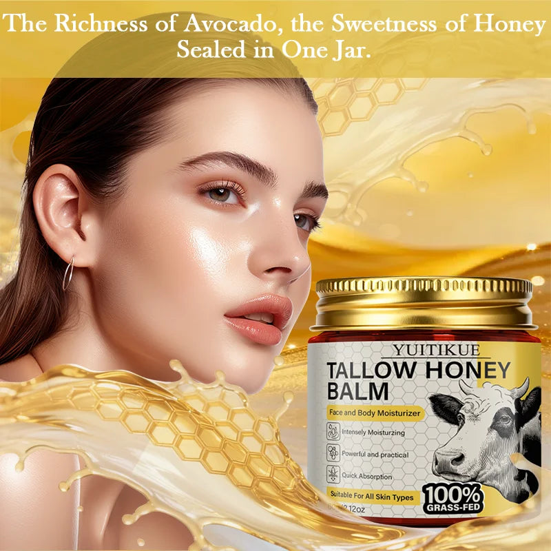 YUITIKUE Grass-Fed Tallow Honey Balm – Deep Moisture Face Cream Face Moisturizer Balm Zpaxo