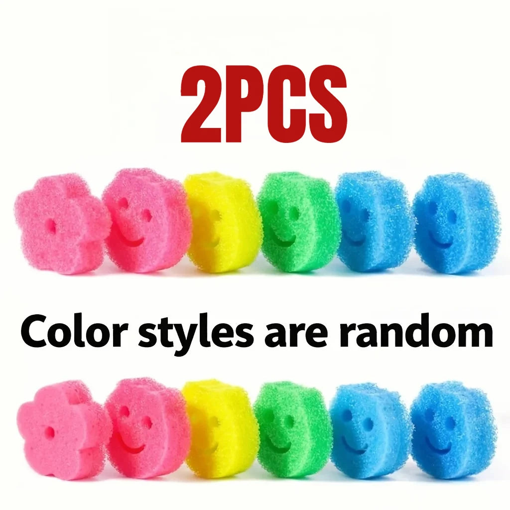 Smiley Face Temperature-changing Cleaning Spongescolorful Kitchen Zpaxo 2PCS