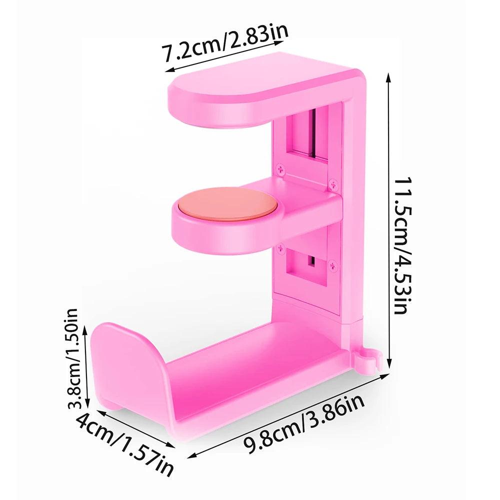 Rotating Headphone Stand PC Gaming Headset Holder Adjustable Clamp-On 360° Rotation Desk Hanger Hook Headphone Storage Zpaxo Pink