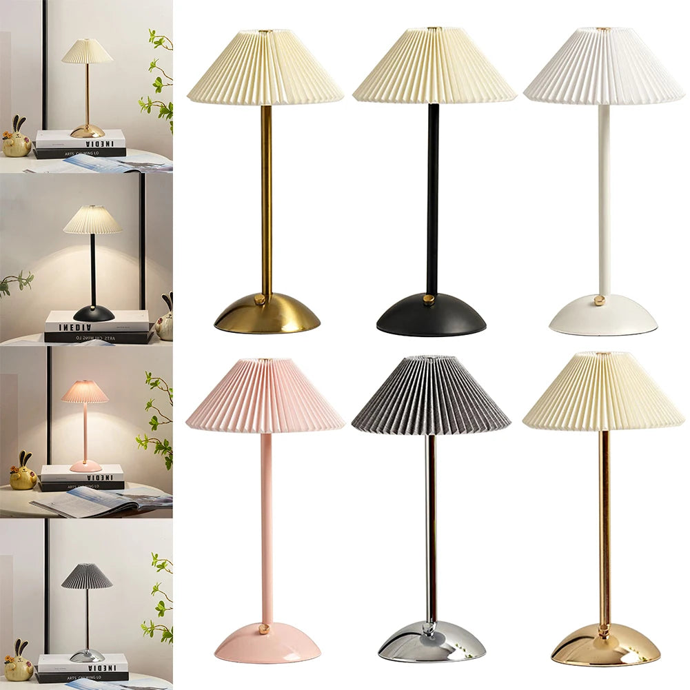 Nordic Pleated Nightstand Lamp USB Charging Decorative Night Light