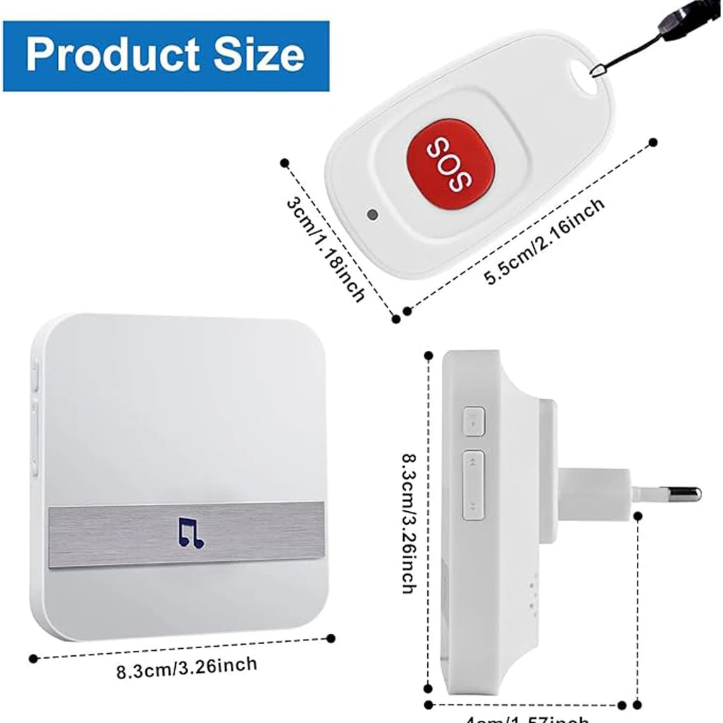 52 Musics Emergency SOS Doorbell Button 433MHZ with EU/US/AU/UK Plug Elderly Seniors Patients Bracelet Music Call Alarm for Home Zpaxo