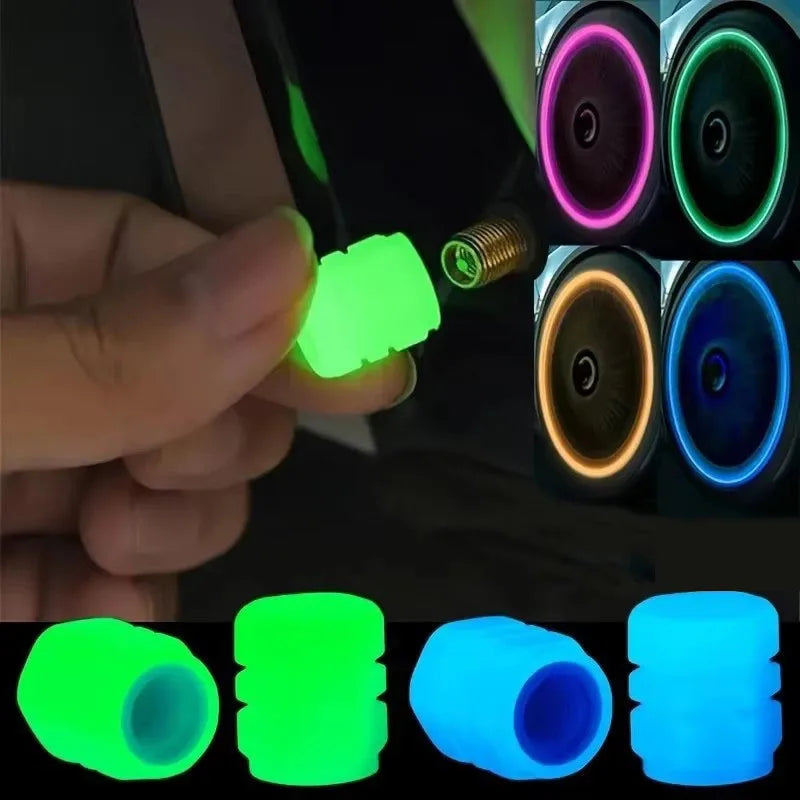 Glow-in-the-Dark Tire Valve Caps – Bike & Motorcycle | 4–20pcs