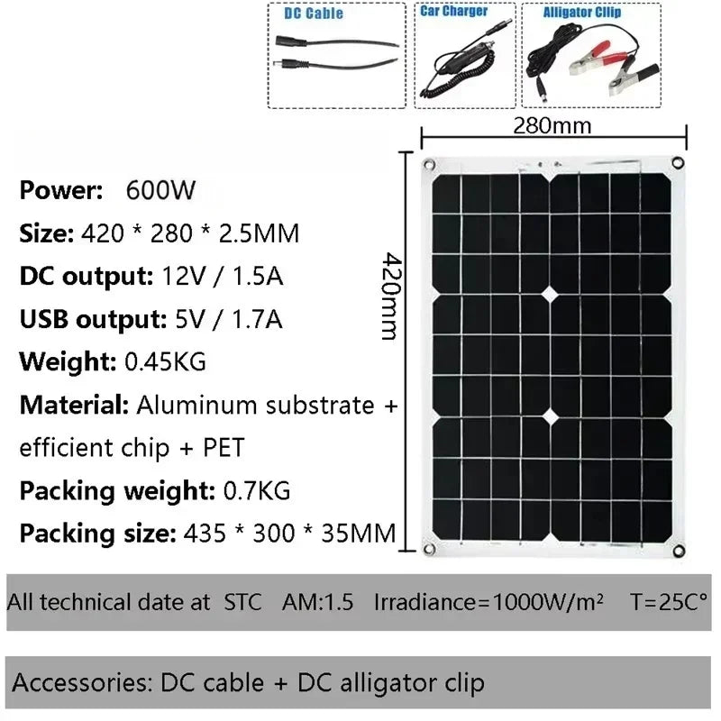 110V/220V 600W Solar Panel 30A Charge Controller 4000W Modified Sine Wave Inverter for Solar Panels Power Generation Zpaxo