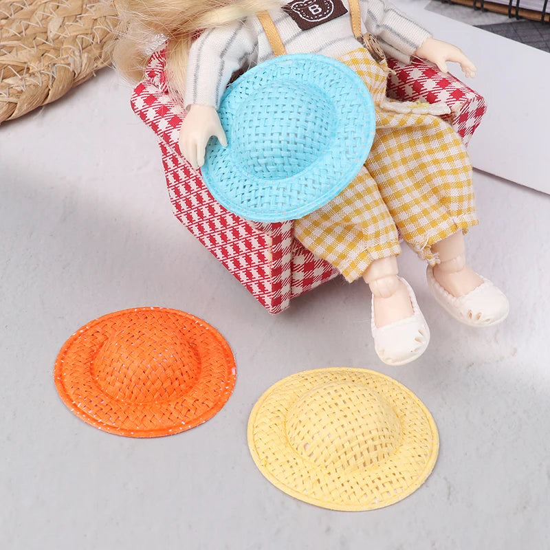 Miniature Doll Straw Hats Dollhouse Decor Children Pretend Play Toys Zpaxo
