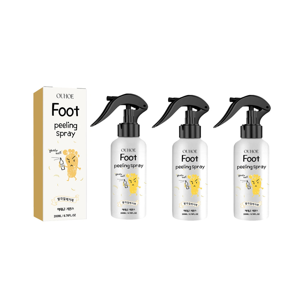 Ouhoe Foot Exfoliating Spray 72H Moisture Lock Callus Softener Anti Dry Crack Repair Odor Control Brightening Foot Care Liquid Zpaxo 3PCS family pack