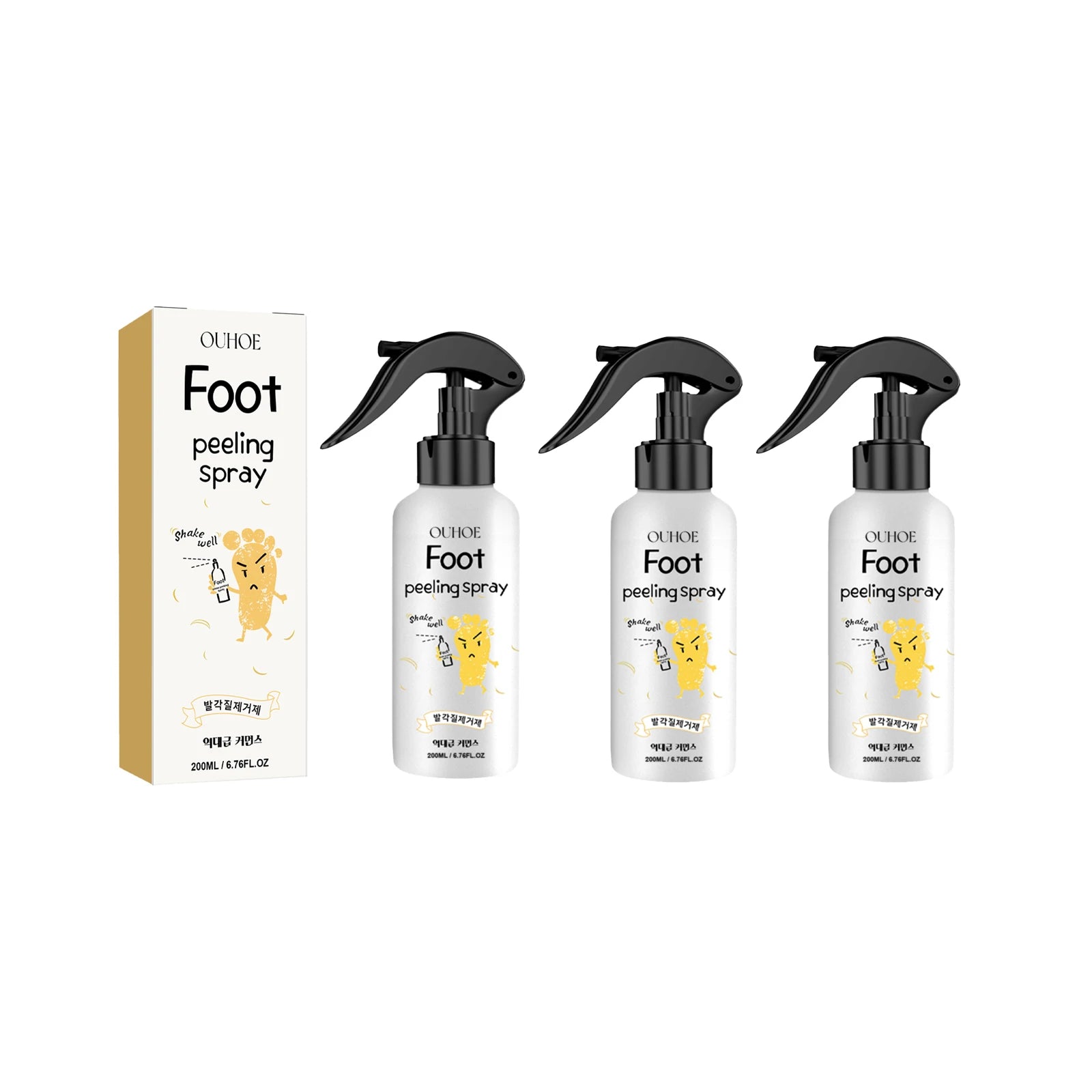 Ouhoe Foot Exfoliating Spray 72H Moisture Lock Callus Softener Anti Dry Crack Repair Odor Control Brightening Foot Care Liquid Zpaxo 3PCS family pack