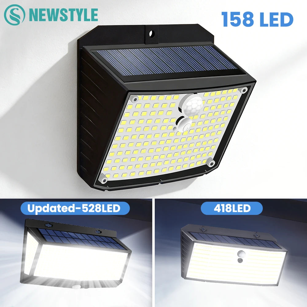 Outdoor Solar Security Wall Light PIR Motion Sensor 3 Modes Waterproof Super Bright LED Lamp for Garden Yard Fence Garage Door Zpaxo