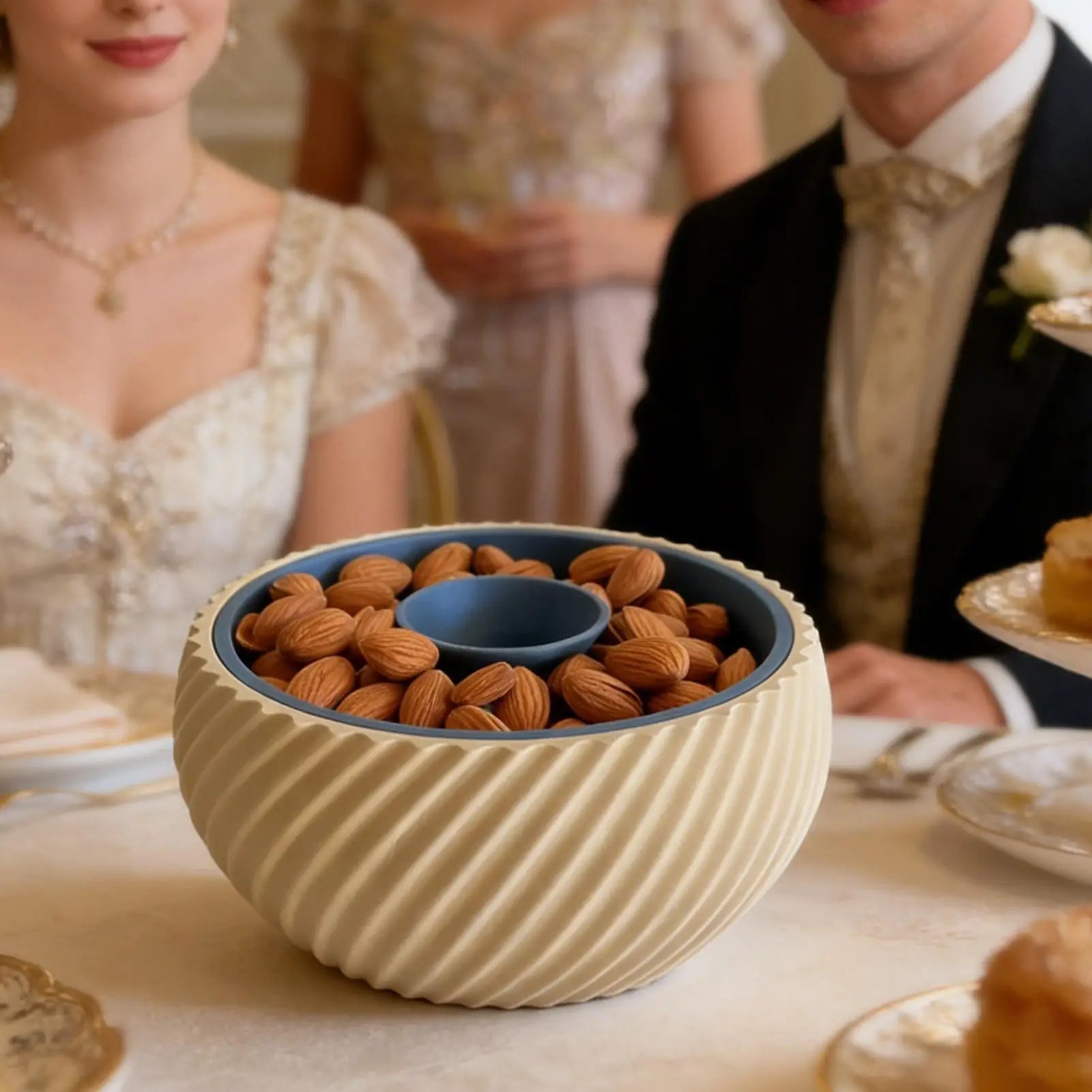 Nut Bowl Double Layer Serving Container with Storage Nut Serving Bowl for Kitchen Table Counter Party Home Dining Room Picnic Zpaxo
