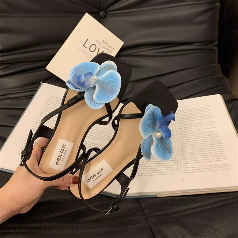 Sandals Shoes for Women's New Summer Flower Open Toe Sandals Flat Bottomed Low Heeled Shoes Sandals Women 2025 Zpaxo