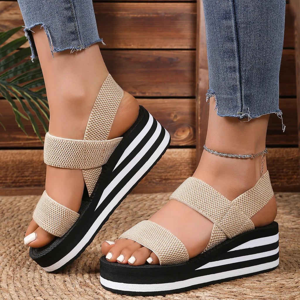 Women's Light Weight Wedge Sandals Open Toe Platform Thick Soled