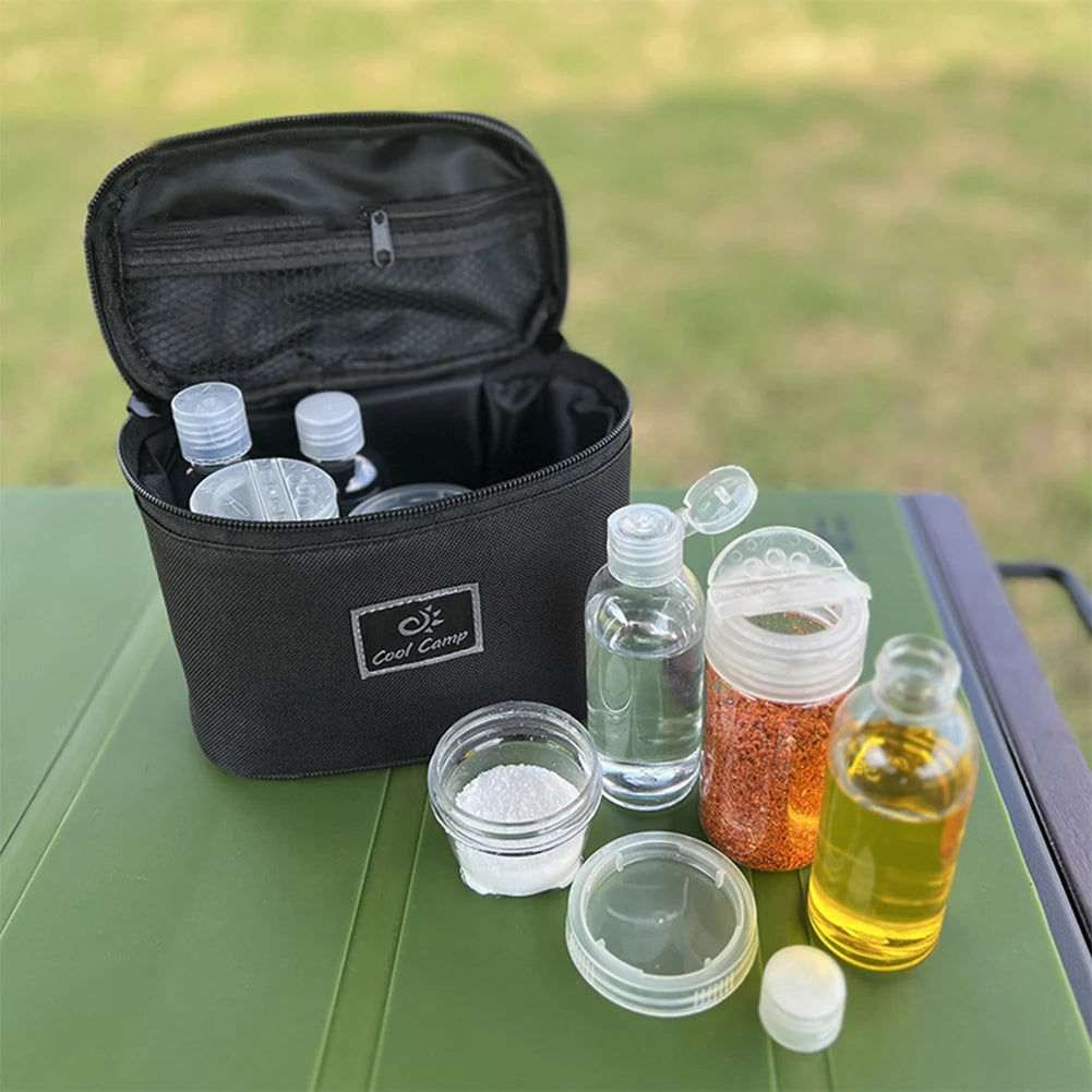 Portable Spice Container Carry Bag Salt Pepper Shaker Jars Camping