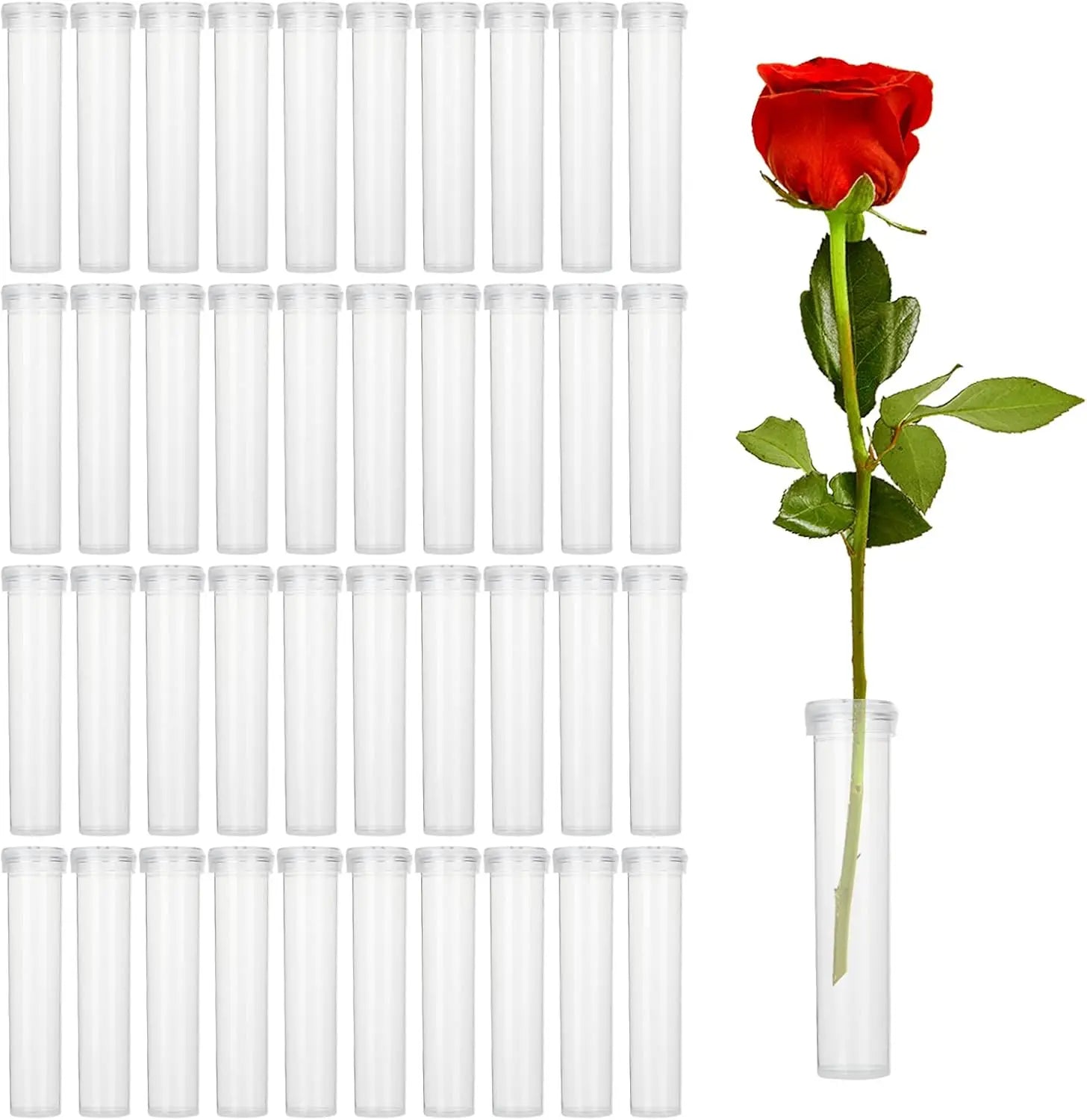 10/20/40pcs Floral Water Tubes for Flower Arrangements, Rose Flower Water Tubes Clear Plastic Rose Water Tubes with Picks Zpaxo